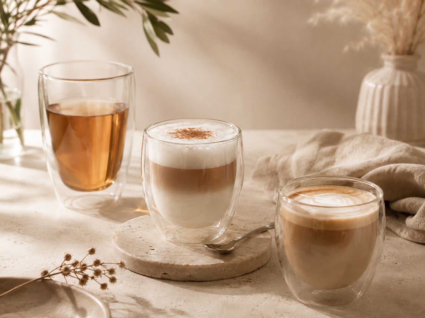 Doppelwandiges Glas mit Kaffee