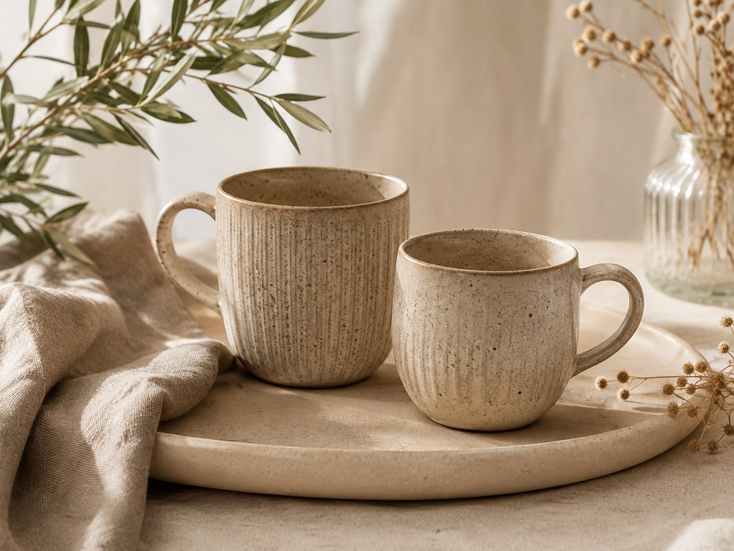 Keramiktasse in natürlichen Farben im Findbella-Stil