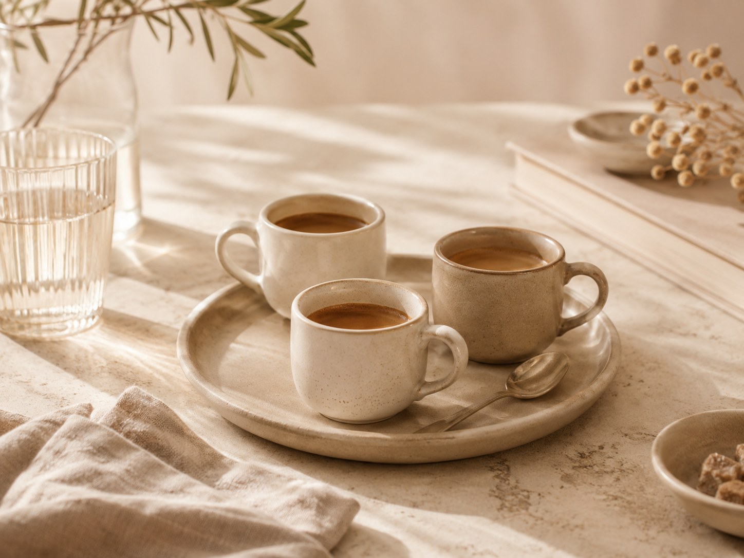 Kleine Espressotasse in warmen Naturtönen